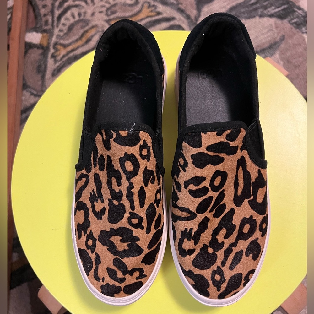 UGG Cheetah print pony hair slip-on sneakers.Lightly worn. Sz8. Leather insole.